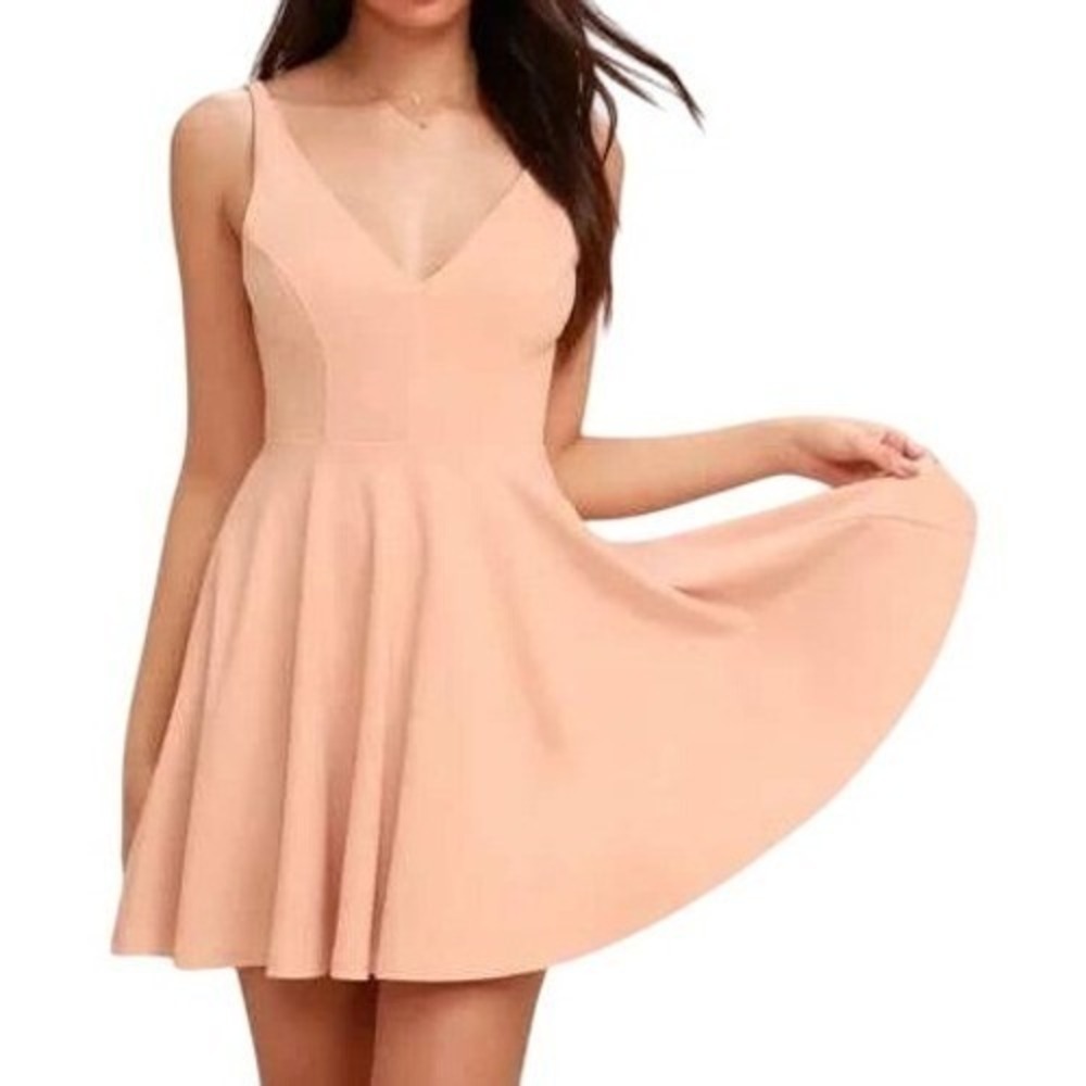 Lulus Darling Delight Blush Peach Skater Dress Plus Size 3X NWT